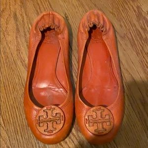 Orange Tory Burch ballet flats